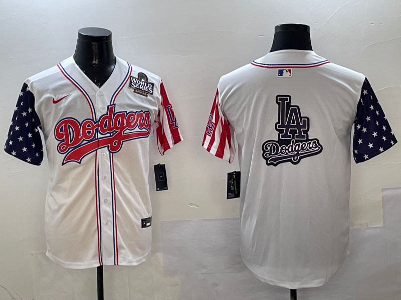 Men Los Angeles Dodgers Blank White a generation of national flags Joint name 2025 Nike MLB Jersey style 21